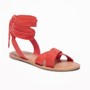 Sueded Ankle-Tie Sandals for Women-Old Navy
